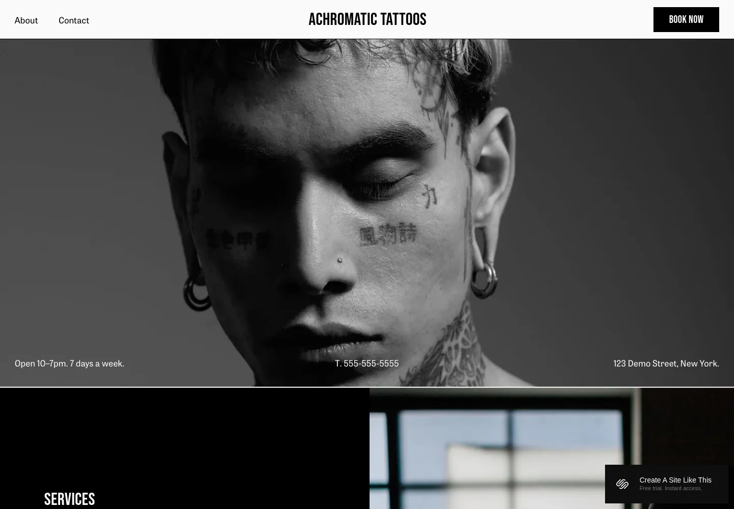 Achromatic Squarespace template demo screenshot