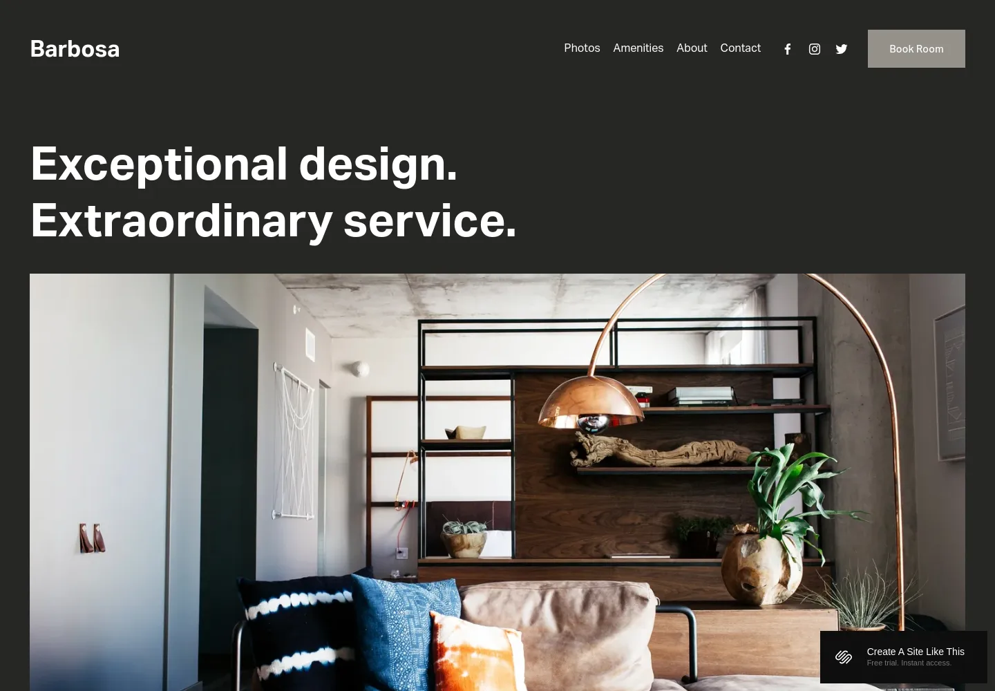Barbosa Squarespace template demo screenshot