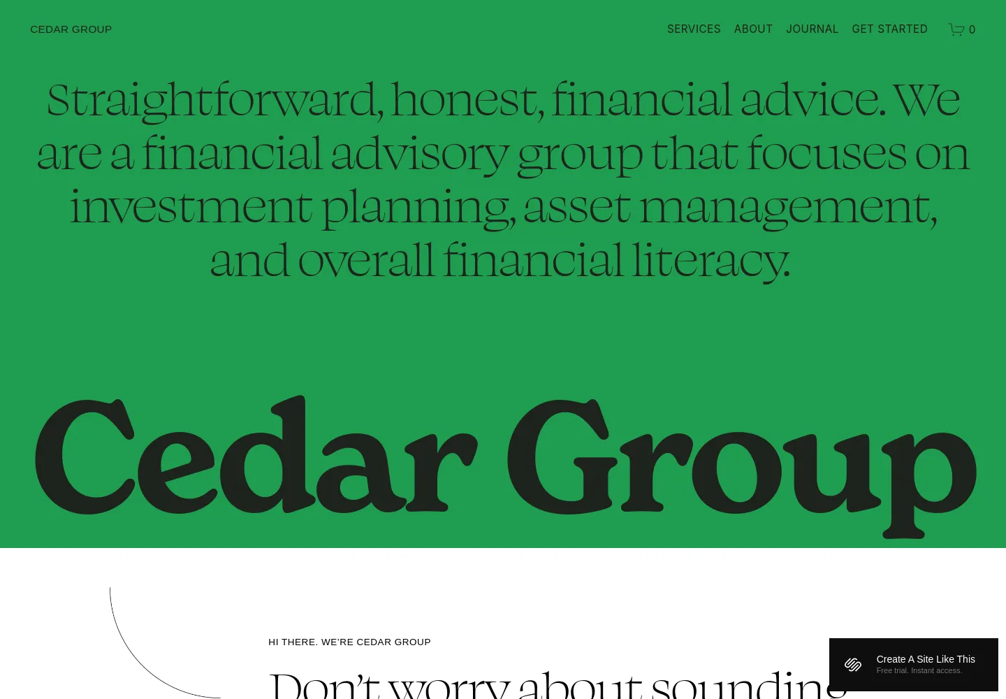 Cedar Squarespace template demo screenshot