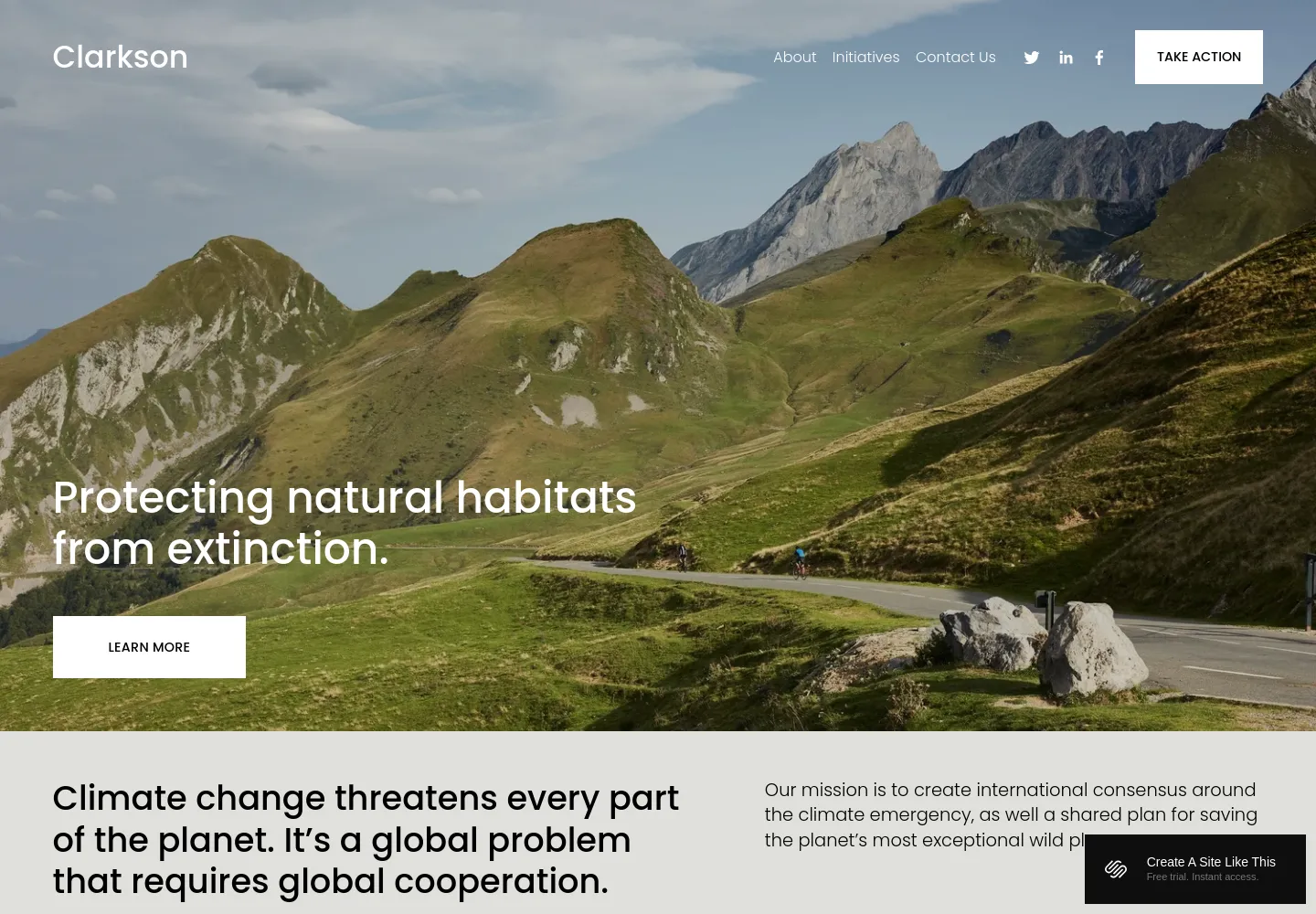 Clarkson Squarespace template demo screenshot