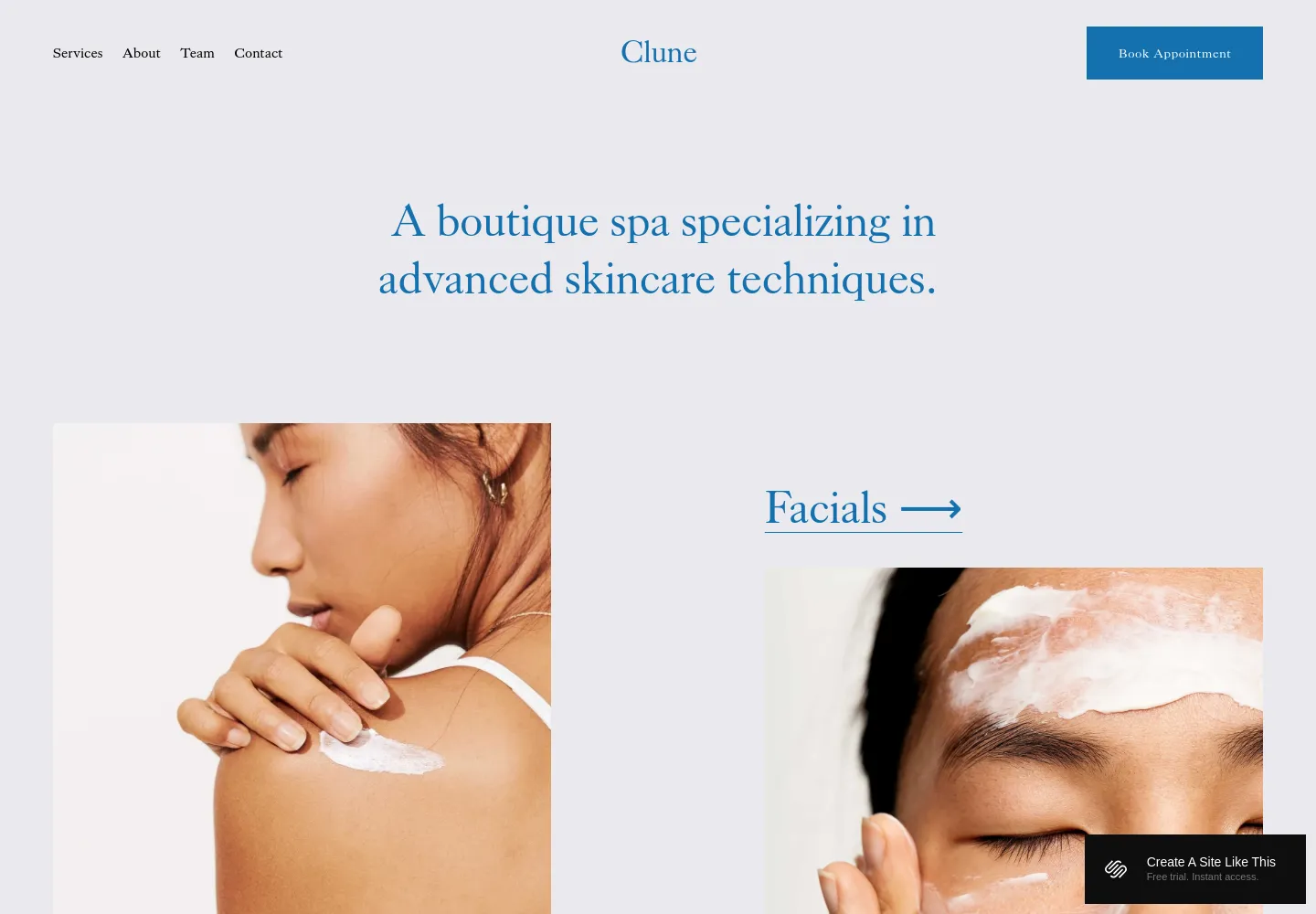 Clune Squarespace template demo screenshot