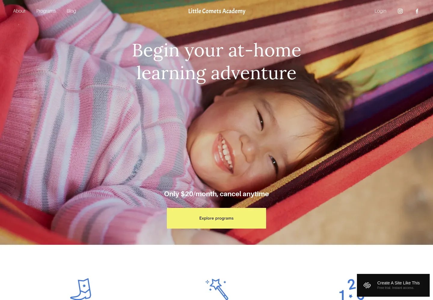 Comet Squarespace template demo screenshot