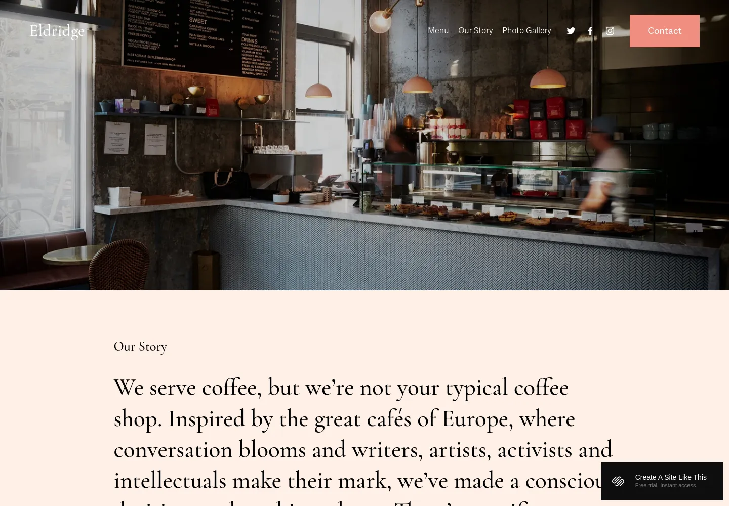 Eldridge Squarespace template demo screenshot