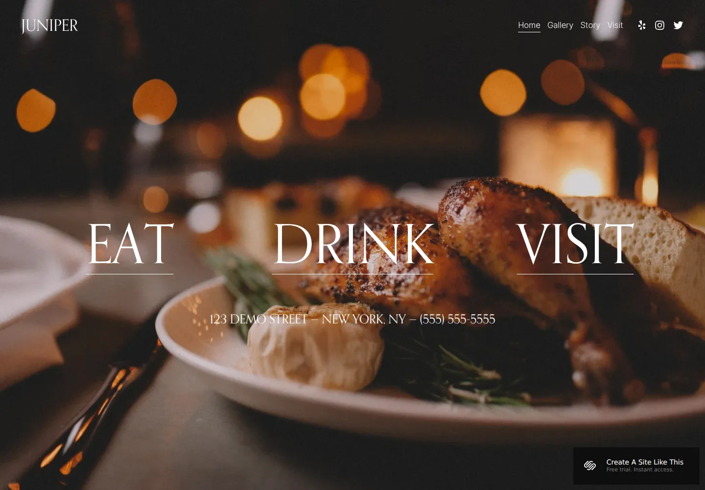 Juniper Squarespace template demo screenshot