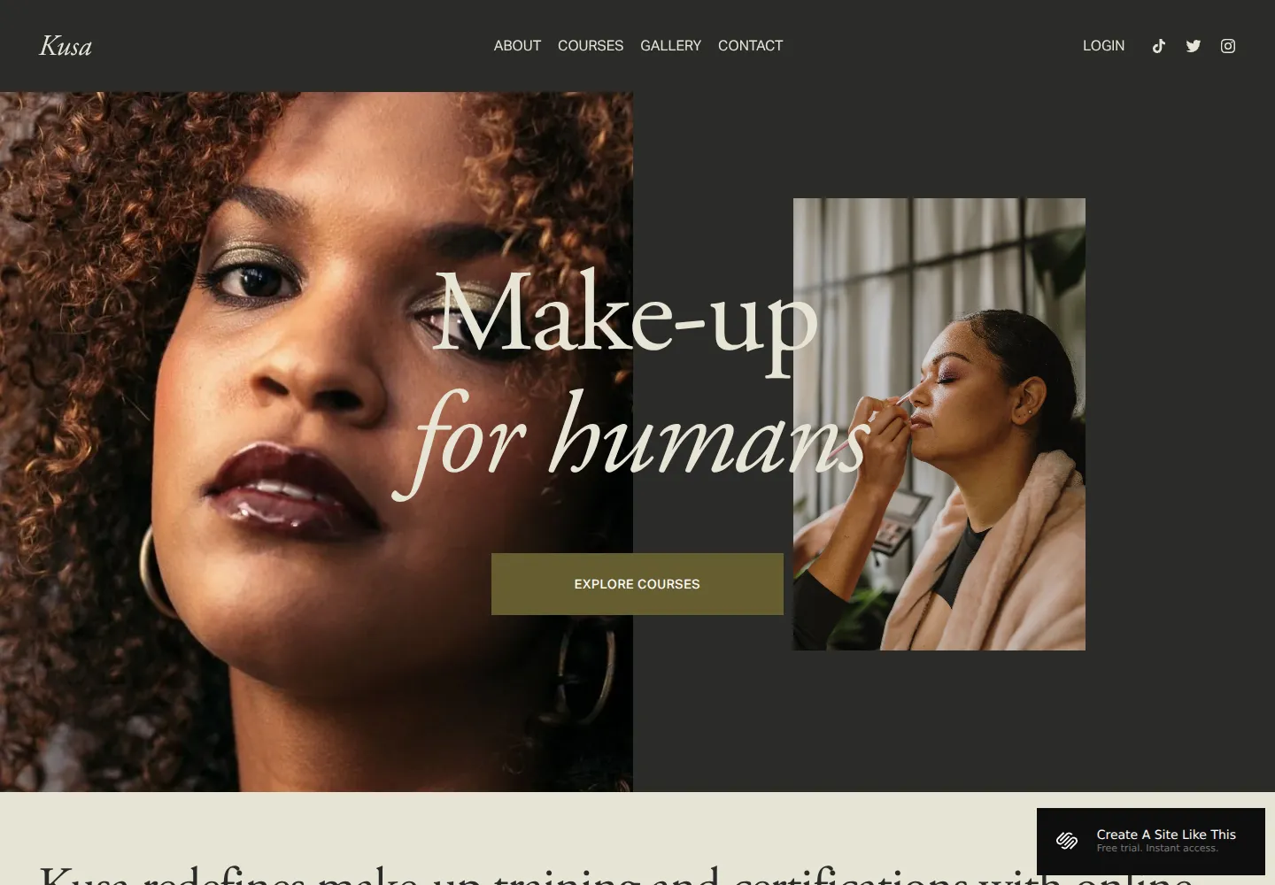Kusa Squarespace template demo screenshot