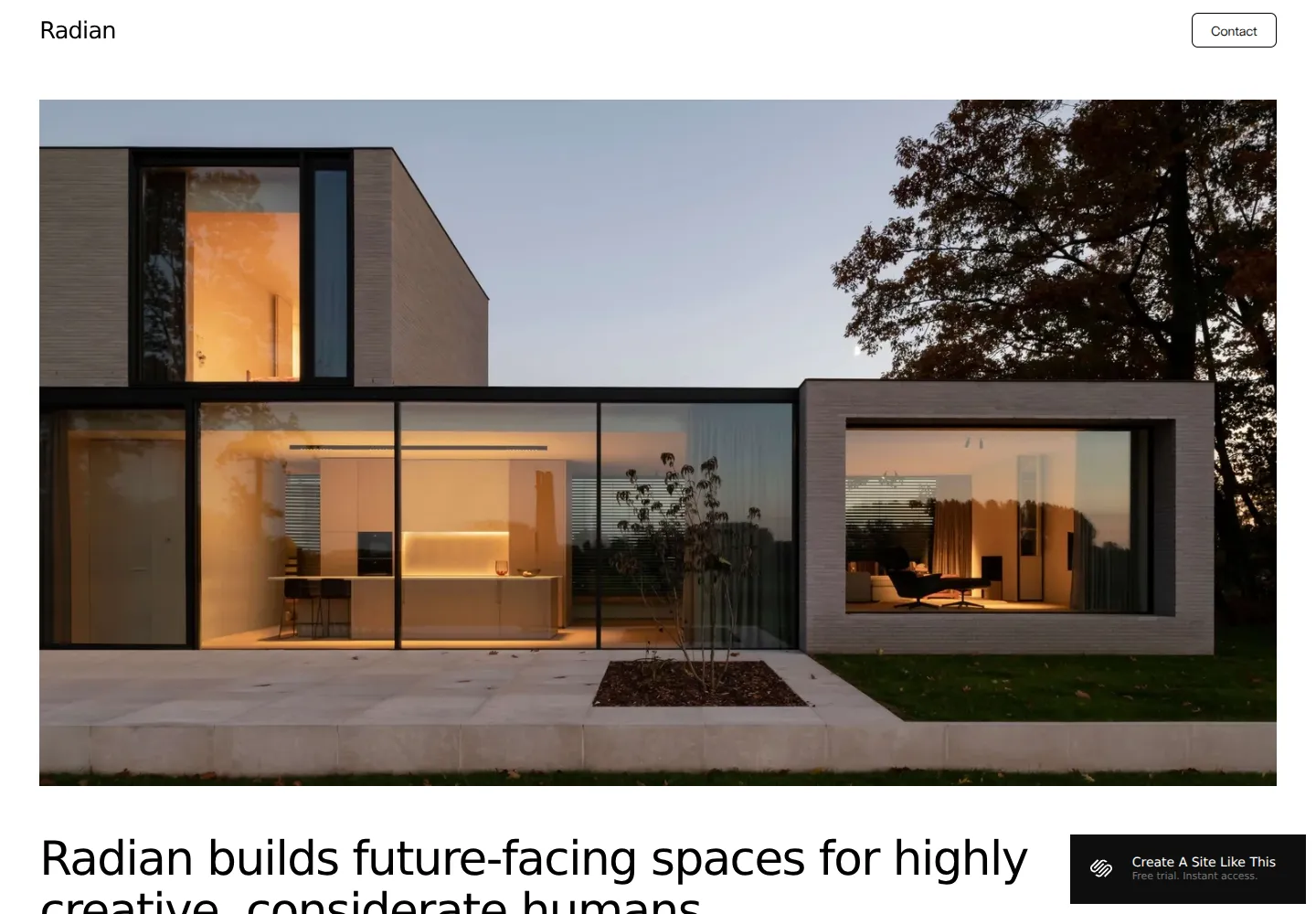 Radian Squarespace template demo screenshot