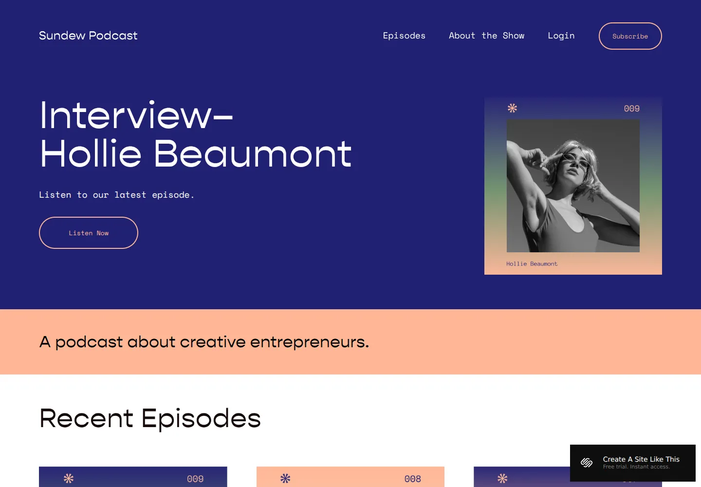 Sundew Squarespace template demo screenshot