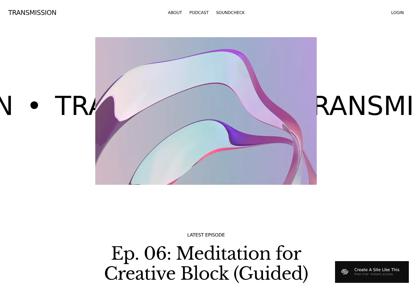 Transmission Squarespace template demo screenshot