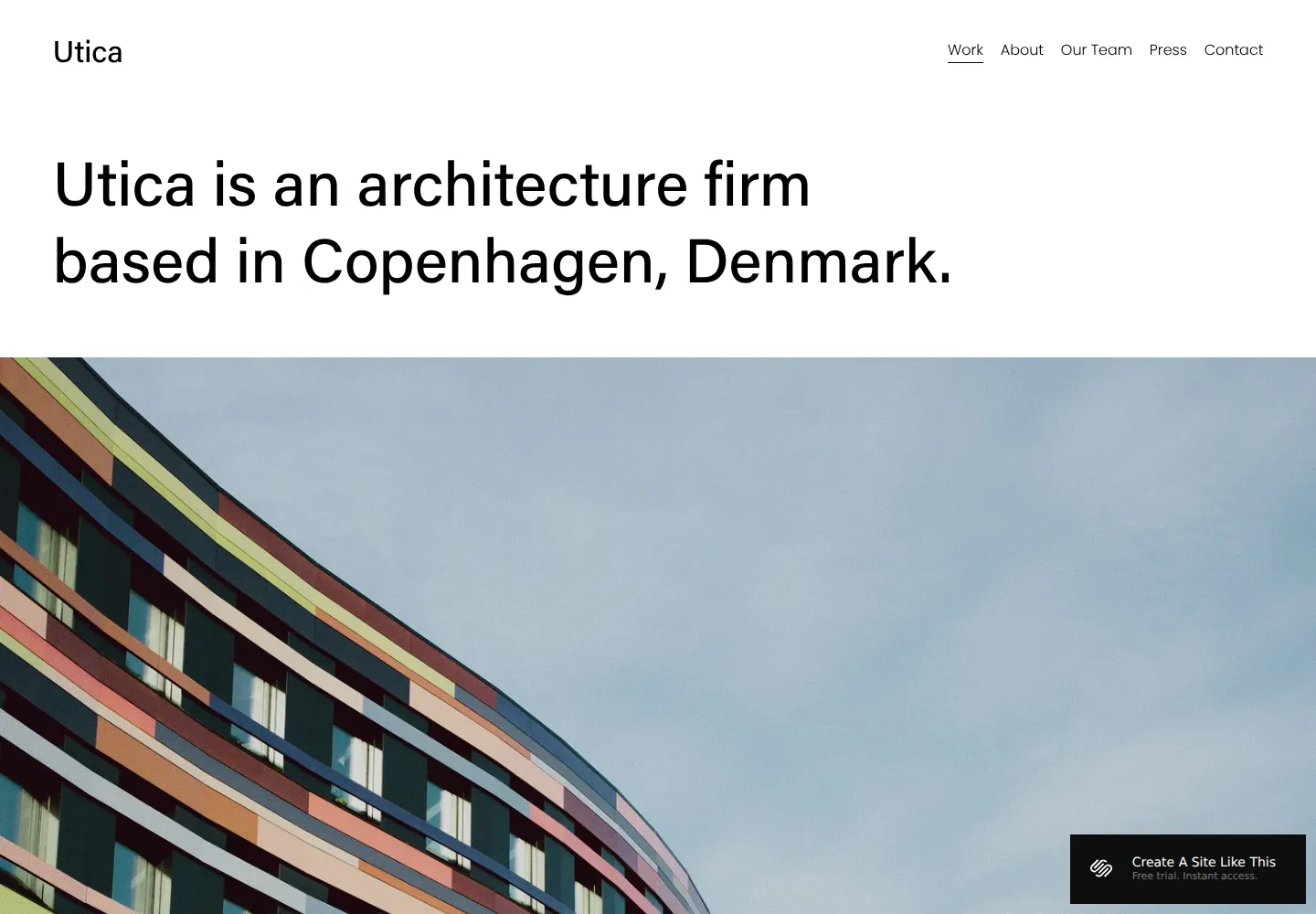 Utica Squarespace template demo screenshot